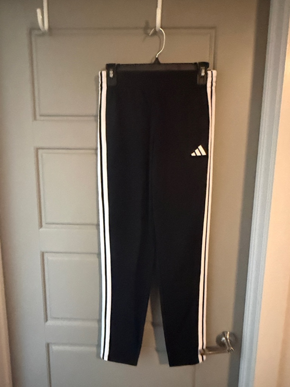 adidas Black Joggers with White Side Stripes - Kids